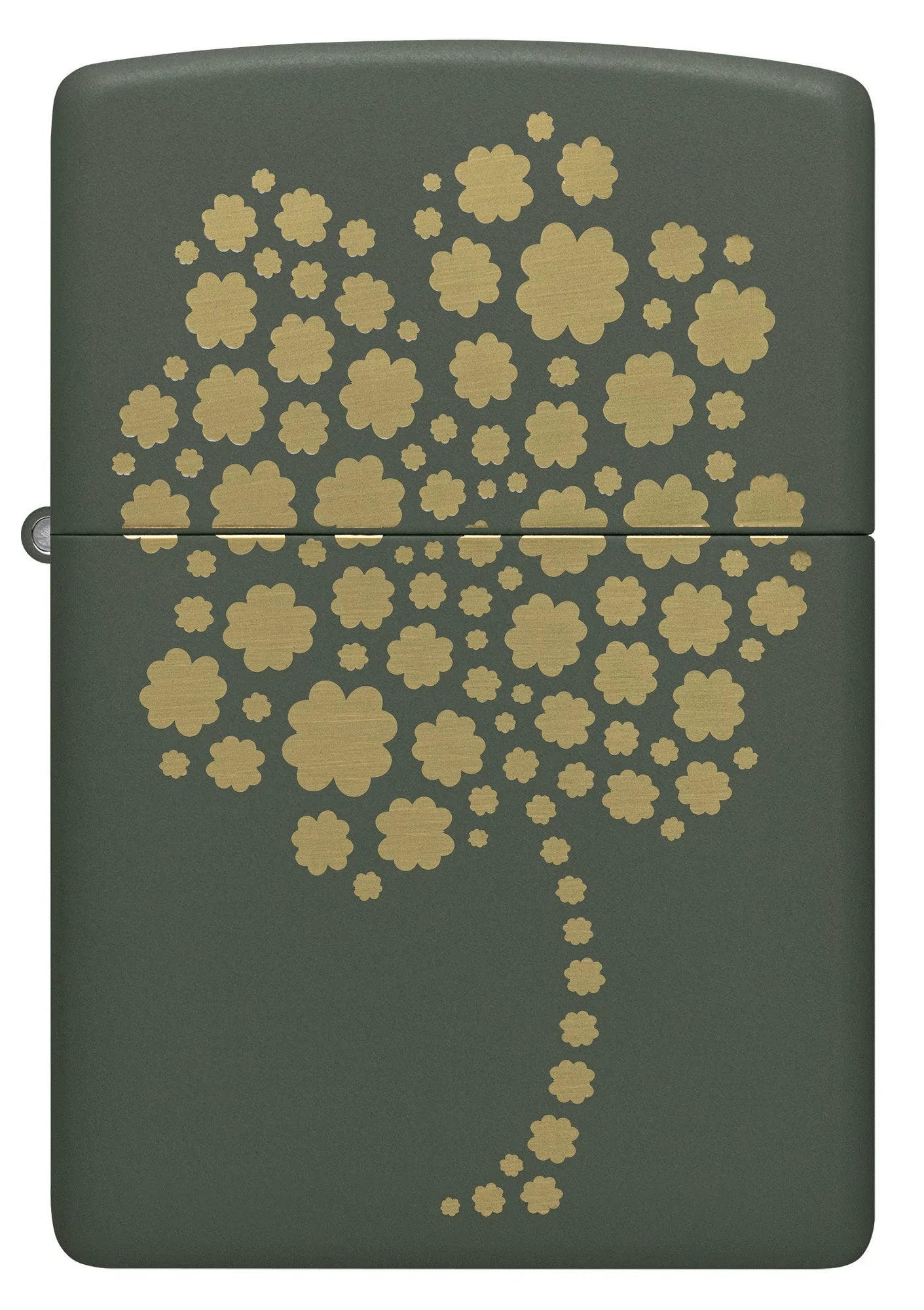 Front view of Zippo Four Leaf Clover Design Windproof Lighter.